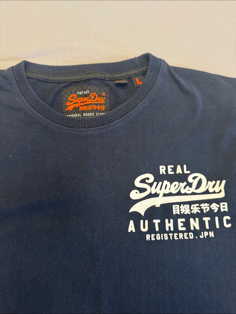 Superdry Navy Short Sleeve Authentic Logo long sleeve Tee